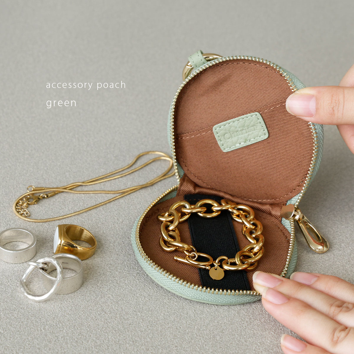 Charis Poche【本革】ラウンドポーチ ab-cp503-set