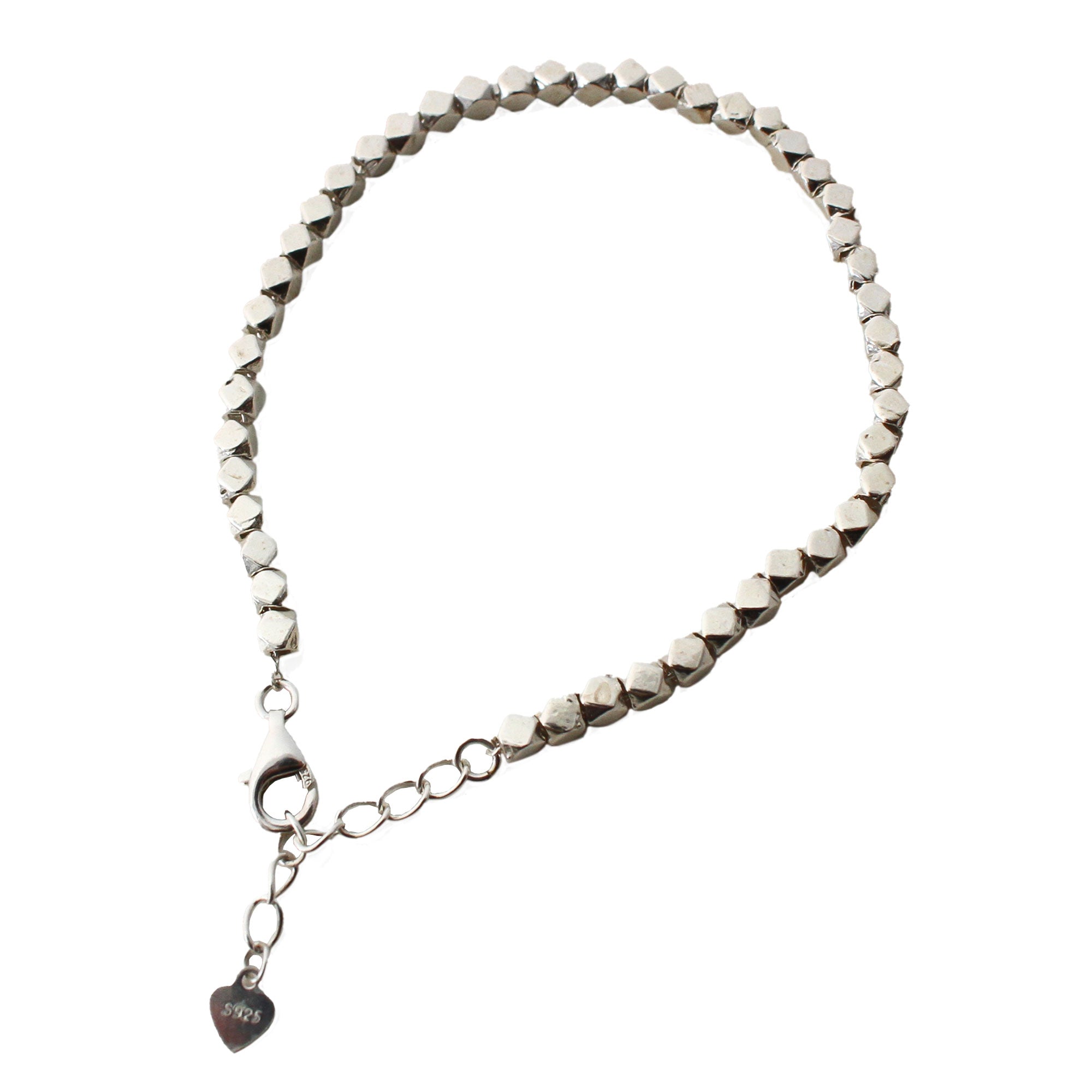 シルバー925製 キューブカット ブレスレット bs056