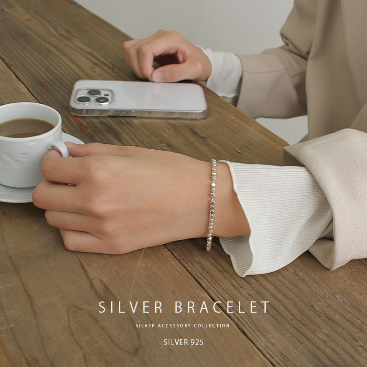 シルバー925製 キューブカット ブレスレット bs056