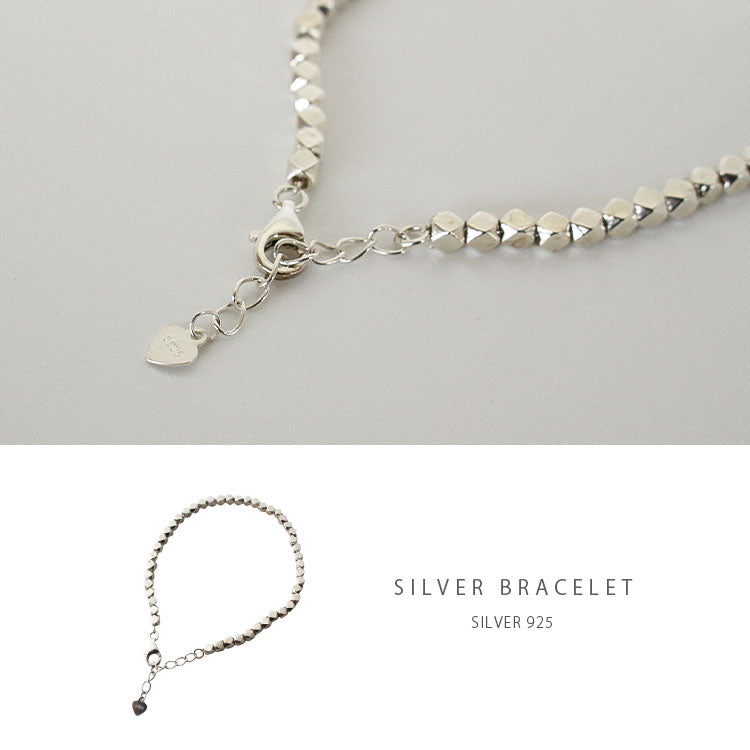 シルバー925製 キューブカット ブレスレット bs056