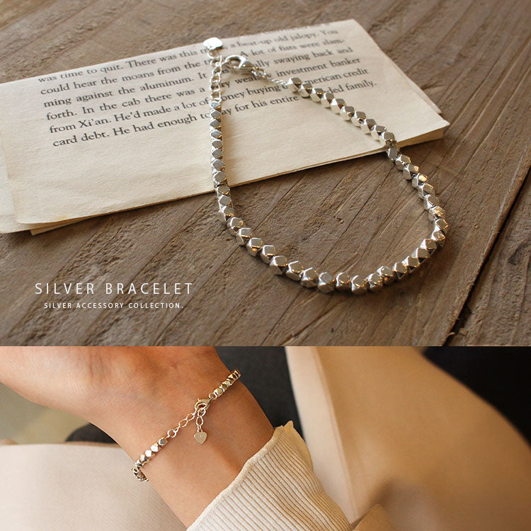 シルバー925製 キューブカット ブレスレット bs056