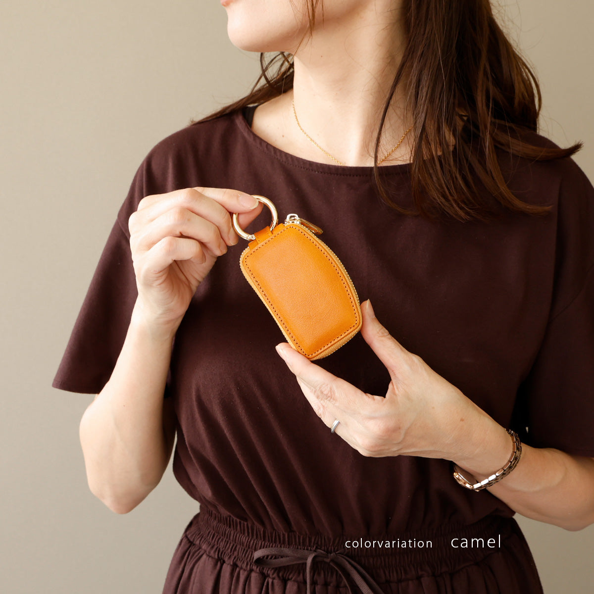 Charis Poche【本革】ダブルファスナー スマートキーケース　ab-kp504