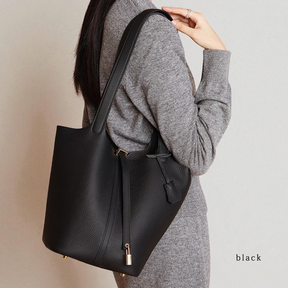 【本革】キーロック バケットバッグ　ab-lb051