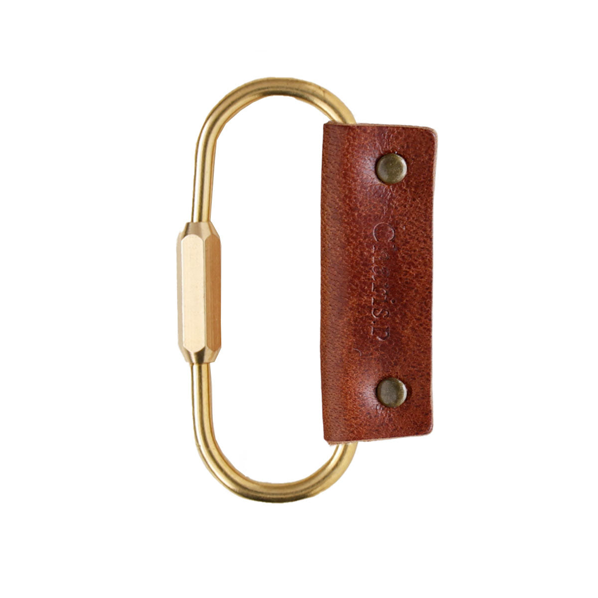 本革 真鍮カラビナ キーホルダー イタリアンレザー ゴールド ネジ