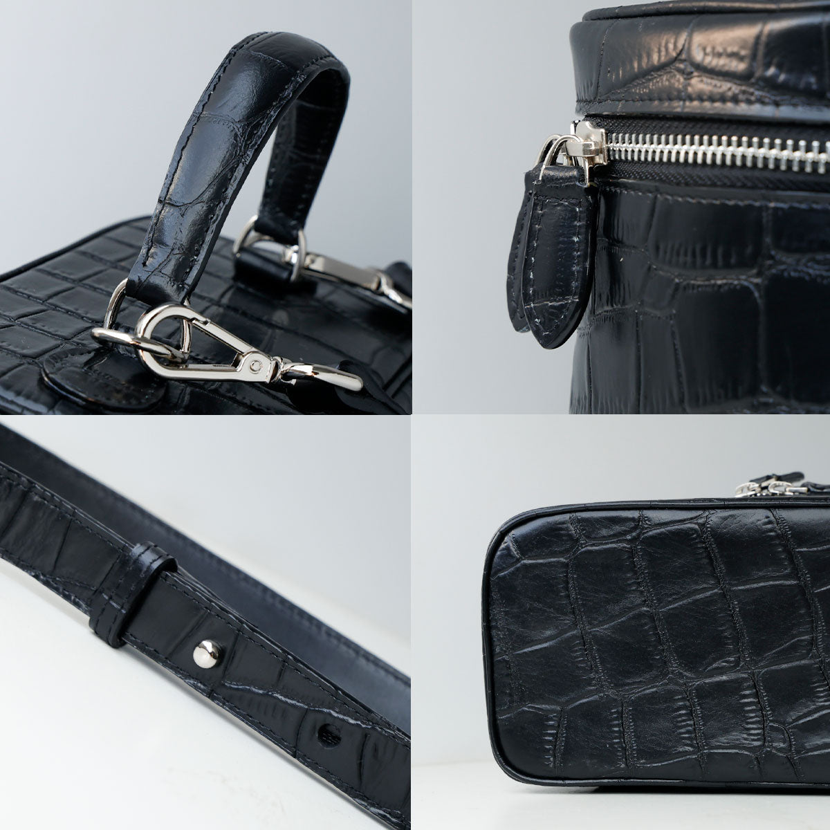 PAOLOTTI 　バニティバッグ　 ハンドバッグ　レザー　型押し　ブラック Paolotti パオロッティ バニティバッグ ハンドバッグ レディース