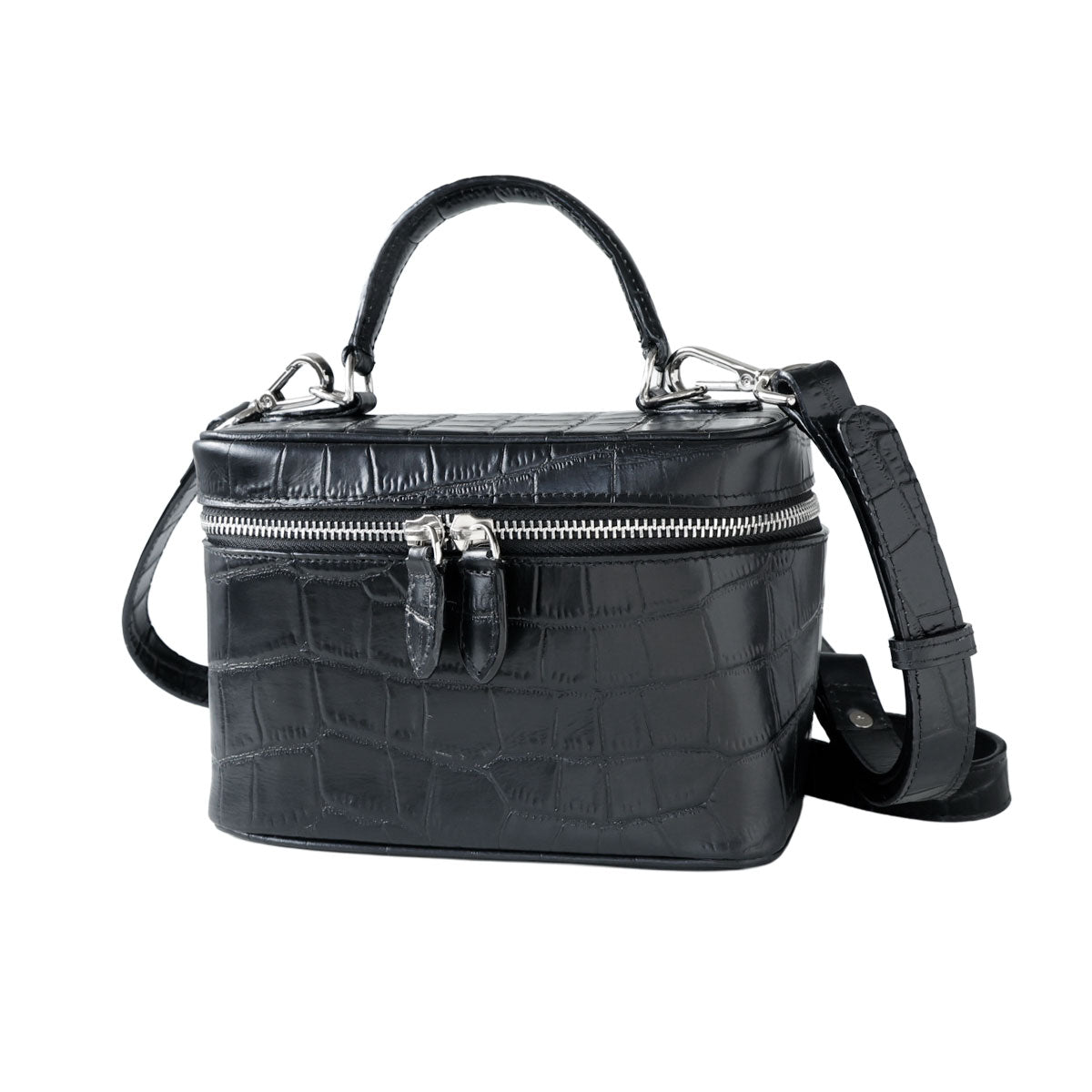 美品✨HUGO BOSS クロコ型押　カーフレザー　ブラック　本革　L相当　希少 長財布 メンズ クロコ 型押し 財布 レディース 本革 ラウンド